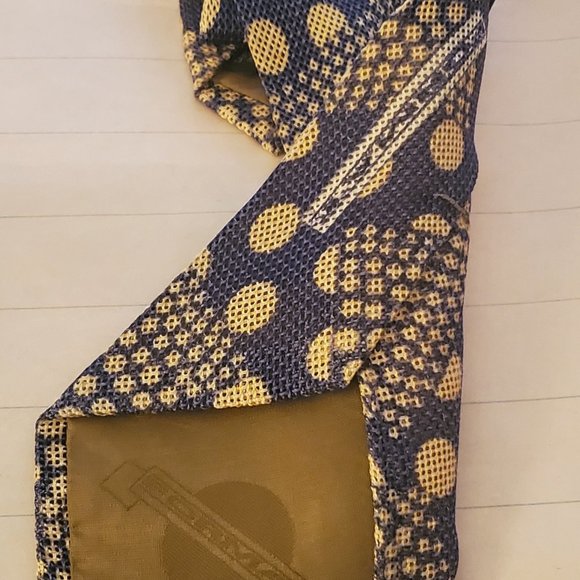 Japanese Format Men's Neck Tie (Tan & Blue) - Picture 2 of 2